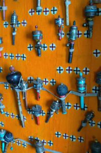 Tibet: Lhasa - hand held prayer wheels in the Tibet