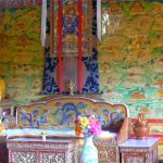 Tibet: Lhasa - Summer Palace Closeup view of the throne with