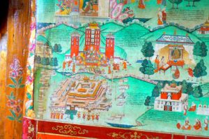 Tibet: Lhasa - Summer Palace Wall painting depicts Tibetan history.