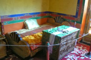 Tibet: Lhasa - Summer Palace Former bedroom of Dalai Lama.