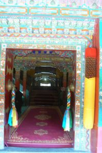 Tibet: Lhasa - Summer Palace Ornately decorated hallway.