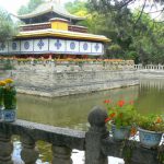 Tibet: Lhasa - Summer Palace Truzing palace surrounded by a moat.