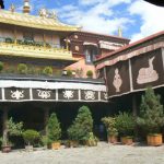Tibet: Lhasa Courtyard tapestries of Jokhang Temple.