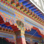 Tibet: Lhasa Colorful ceiling and corbels of Jokhang Temple.