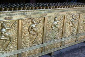 Tibet: Lhasa Metal reliefs in Jokhang Temple.