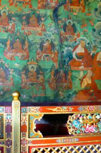 Tibet: Lhasa Wall paintings in Jokhang Temple.