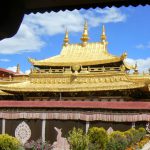 Tibet: Lhasa Golden roof of Jokhang Temple.