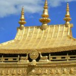 Tibet: Lhasa Close-up view of the golden roof of Jokhang Temple.