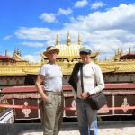 Tibet: Lhasa Richard and Michael on roof of Jokhang Temple.