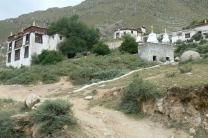 Tibet: Lhasa - another view of Pabonka Monastery  with dormitory