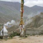 Tibet: Lhasa - view of the valley and an urn