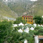 Tibet: Lhasa - Pabonka Monastery.  Monks' dormitory up past the