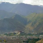 Tibet: Lhasa - Pabonka Monastery.  View of Lhasa with Potala