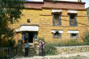 Tibet: Lhasa - Pabonka Monastery.  A small shrine.