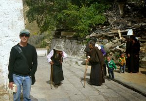 Tibet: Lhasa - Pabonka Monastery.  The aged and lame use