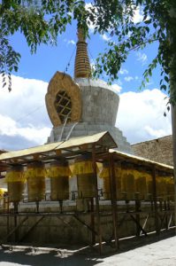 Tibet: Lhasa - Sera Monastery  Stupa surrounded by prayer