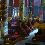 Tibet: Lhasa - Sera Monastery.  Monks chanting in the