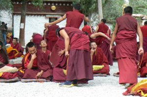 Tibet: Lhasa - Sera Monastery. Arms and legs thrash about when