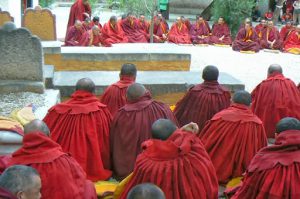 Tibet: Lhasa - Sera Monastery. After the debate ends all monks