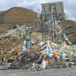 Tibet - prayer flags are hung on any high-altitude peak