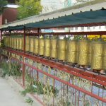 Tibet - prayer wheels at Palcho Monastery.