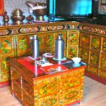 Tibet - a typical style of interior furniture decorating; made primarily