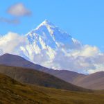 Tibet - stunning first view of Mount Everest.