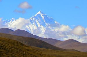 Tibet - stunning first view of Mount Everest.