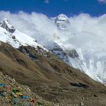 Tibet - a closer view of Mount Everest. Its peak is