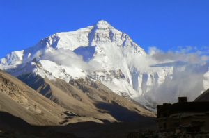 Tibet - clear day view of Mount Everest. Although hundreds of