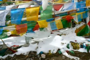 Tibet - prayer flags on one of thel high road