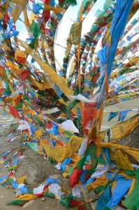 Tibet - the wind on the hill catches the prayer