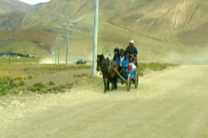 Tibet - opposite the modern diesel train  is this modern
