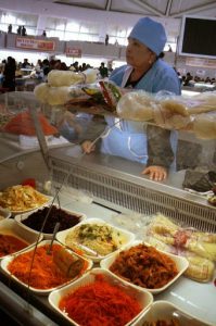 Uzbekistan - Tashkent:  colorful salads at the Mirobod Market.