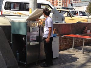 Uzbekistan: Tashkent Ice cream vendor.