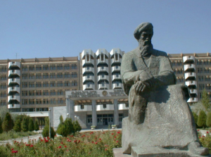 Uzbekistan: Tashkent Statue of Mirzo Ulugbek in front of Tashkent Technical University.