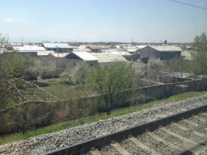 Uzbekistan: Bukhara On the train from Samarkand to Bukhara passing small rural