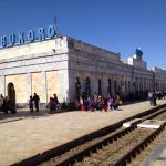Uzbekistan: arriving at Bukhara station.
