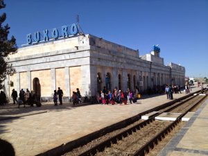 Uzbekistan: arriving at Bukhara station.