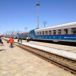 Uzbekistan: train arrival in Bukhara