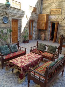 Uzbekistan: Bukhara boutique Hotel Sasha & Son courtyard lounge
