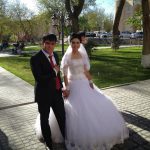Uzbekistan: Bukhara the plaza is popular with newlyweds