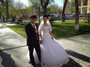 Uzbekistan: Bukhara the plaza is popular with newlyweds