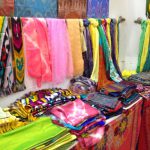 Uzbekistan: Bukhara Sayfiddin silk shop.