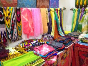 Uzbekistan: Bukhara Sayfiddin silk shop.