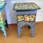 Uzbekistan: Bukhara Sayfiddin shop with hand-painted stools..