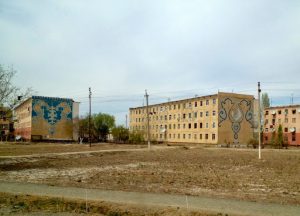 Uzbekistan: Khiva In Khiva the older Soviet-style apartment building are decorated
