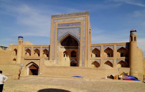 Uzbekistan: Khiva exterior of our Orient Star hotel, a former madrassa.