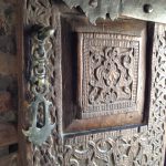 Uzbekistan: Khiva old carved door.
