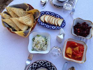 Uzbekistan: Khiva hors d'oerves at Bir Gumbaz restaurant.